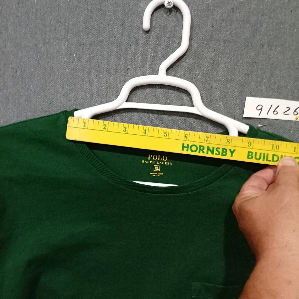 Polo Ralph Lauren Mens XL Green Long Sleeve Pocket T-Shirt Yellow Pony Logo